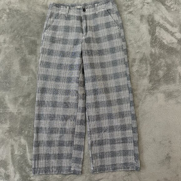 American Eagle Jeans Super High Rise Baggy Wide Leg Pants Plaid Women's 6 Short - Picture 1 of 8